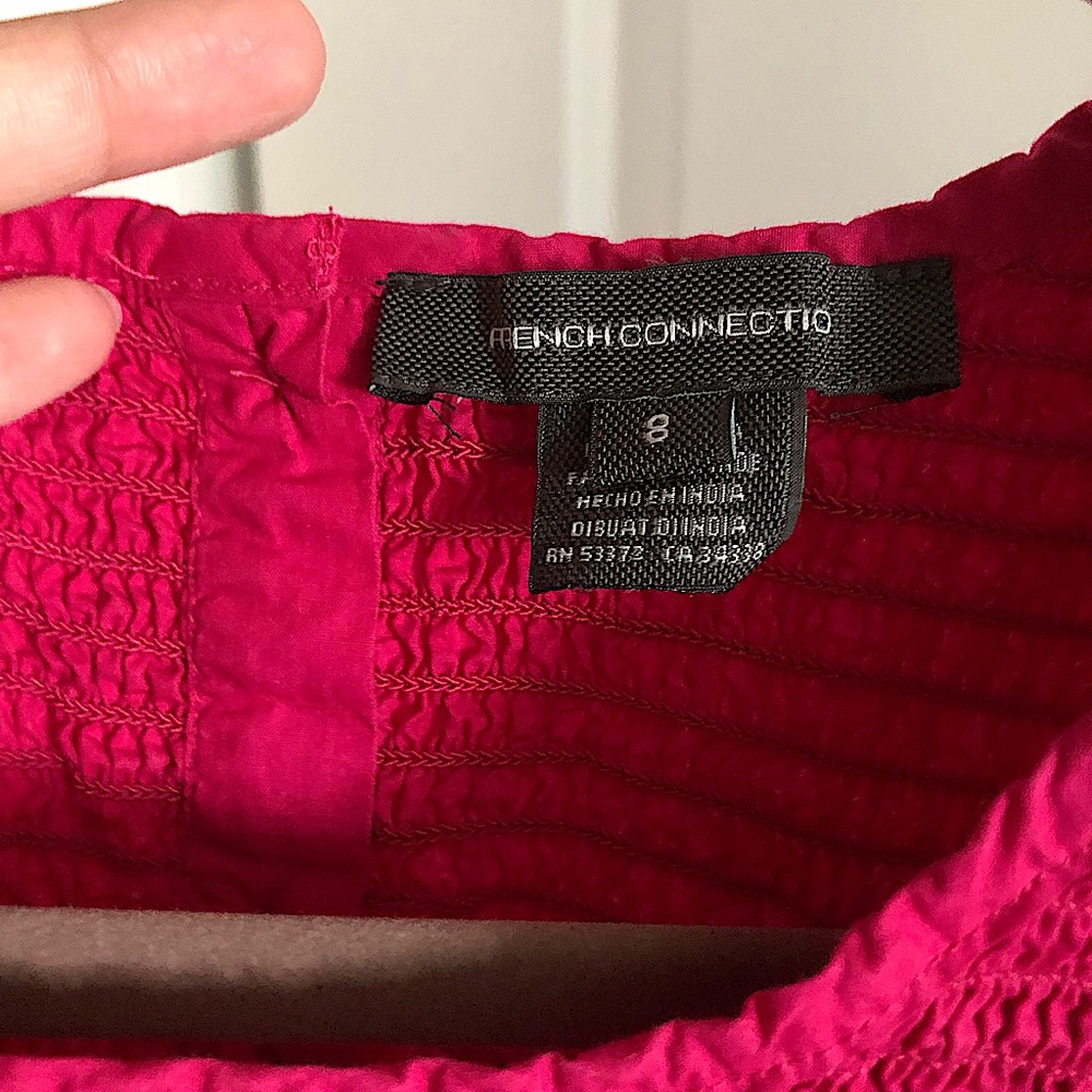 🐣3/$30🌷 Beautiful fuchsia poplin smocked minidress by French Connection, size 8 - Picture 5 of 8